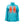 Blue women's quilted heated jacket by Mobile Warming with glowing orange heating elements on chest and power button.