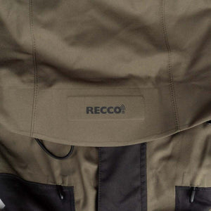 Olive green Men's Denali Anorak 1/4 Zip Heated Hoodie by Mobile Warming, featuring a prominent RECCO logo.