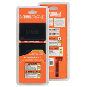 Black 3.7V 4000 mAh dual battery pack by Mobile Warming for wireless heated socks, with a remote, in clear retail packaging.
