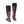 Pair of black heated compression socks by Mobile Warming, featuring grey and orange geometric designs, with one sole glowing orange.
