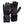 Black heated glove liners by Mobile Warming with ribbed cuffs, a power button, and touchscreen fingertips.