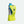 Insulated handheld water bottle with a neon green mesh sleeve by Nathan, featuring a clear bottle, blue cap, and gray spout from a side view.