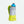 Insulated handheld water bottle with a neon yellow holder and clear body by Nathan, featuring a repeating 'NATHAN' pattern, blue cap, and grey spout.