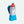 Clear insulated handheld water bottle by Nathan with a red cap, silver patterned interior, and turquoise blue base.