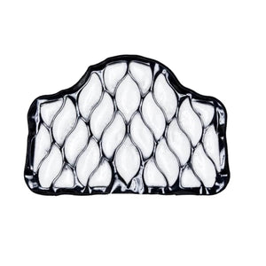 Black and white glossy back/hip pad by Onyx Cool, featuring interlocking wavy segments.