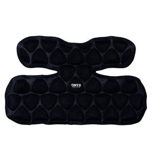 Black segmented shoulder pad by Onyx Cool with honeycomb-like padding and central ONYX ORTHO logo.