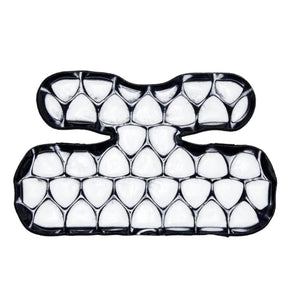 Black and white segmented shoulder pad by Onyx Cool with a honeycomb pattern of individual cells.