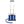 A blue and white 16-quart cooling reservoir by Polar Products, back view, with a telescoping handle, wheels, and a blue hose.