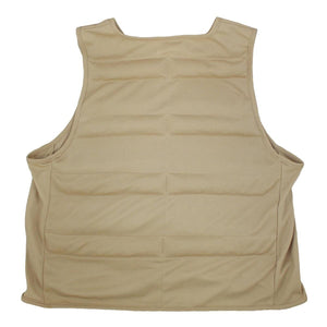 Tan cooling vest by Polar Products with quilted horizontal sections and subtle fabric texture, shown from the back.