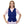 Blue padded cooling vest by Polar Products with a zipper closure, worn by a smiling woman over a pink t-shirt.