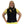 Black adjustable cooling vest by Polar Products with a front zipper, multiple pockets, and a black necktie, worn over a yellow tee by a smiling woman.
