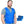 Blue adjustable front zipper cooling vest by Polar Products worn by a man, with two cooling gel packs.