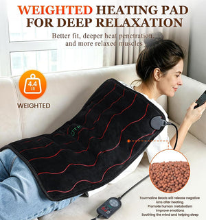 UTK Far Infrared Heating Pad for Back Pain Relief - Black/20''x24''