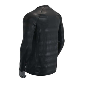 Men's black long sleeve top by Seirus with a subtle geometric pattern, shown from the back on a mannequin.