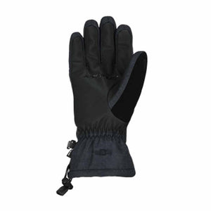 Black winter gloves by Seirus with a textured palm, elasticated wrist, and an adjustable drawstring toggle.