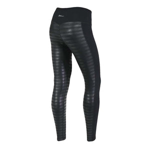 Black women's full-length thermal leggings by Seirus, featuring textured ribbed panels on legs and seat, smooth side panels, and a back waist logo.
