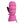 Pink puffed mitt by Seirus with a black thumb, horizontal sections, and diagonal quilting on the cuff.
