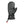 Black synthetic mitten by Seirus, featuring an elasticated cuff, logo patch, and wrist strap with red pull tab.