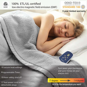 Shavel Micro Flannel The Modern Reverse to Sherpa Electric Heated Blanket - Twin