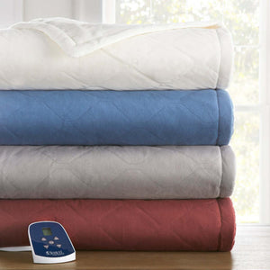 Shavel Micro Flannel The Premier Reverse to Ultra Velvet Heated Throw/Twin - Oversized 62" x 84"