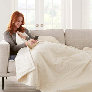 Shavel Micro Flannel The Premier Reverse to Ultra Velvet Heated Throw/Twin - Oversized 62" x 84"