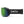 Green mirrored ski goggles by Smith Optics with a black frame and strap featuring a white logo, side view.