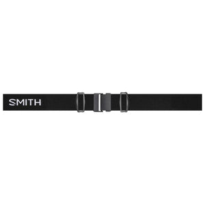 Black elastic goggle strap by Smith Optics featuring a white SMITH logo and a dark grey central clasp with adjusters.