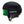 Black ski helmet by Smith Optics with green and blue reflective goggles and branded strap, side view.