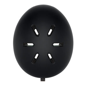 Black matte helmet by Smith Optics with multiple oblong ventilation slots, seen from a top-down view.