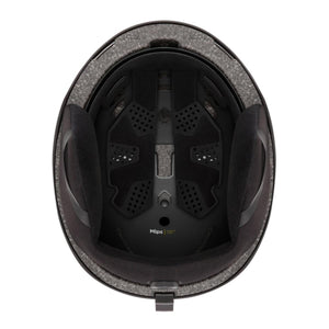 Black interior of a Rodeo Junior MIPS Helmet by Smith Optics, featuring perforated padding, ear pads, and visible MIPS liner.