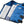 Blue padded cooling vest by TechKewl, featuring a logo and opened to show white cooling inserts in mesh pockets.