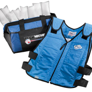 Techniche TechKewl 6626 Phase Change Cooling Vest with Inserts and Cooler - Blue - Front