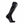Dark gray and black knee-high sock by Therm-ic, with black abstract patterns and white text on the cuff and foot, side view.