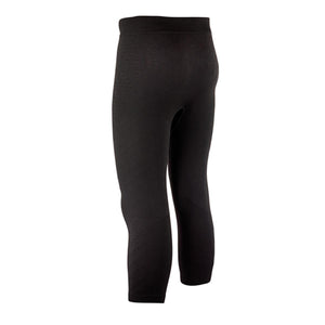 Black men's 3/4 base layer bottom pant by Therm-ic, featuring textured and diagonal knit patterns on the back and sides.