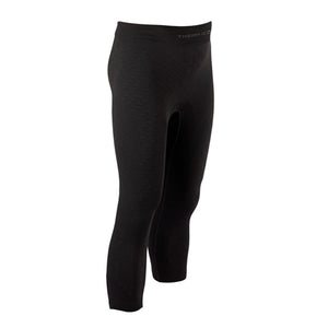 Men's black extra warm 3/4 base layer bottom pant by Therm-ic with a subtle textured pattern.