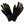 Black heated ski gloves with neon yellow trim by Therm-ic, featuring a power button, ribbed cuffs, and striped palms.