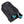 Black laptop backpack by Thule with blue and grey running shoes in a bottom side compartment, angled diagonally.