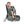 Sage green textured baby backpack by Thule, side view with a smiling baby wearing a grey top.