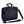 Black 14-inch laptop and tablet attache by Thule, textured, with top handles, zipper pockets, and a detachable padded shoulder strap, side view.