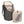 Charcoal travel backpack by Thule, open to reveal internal compartments, alongside a light beige mesh packing cube.
