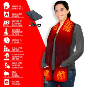 ActionHeat 5V Battery Heated Fleece Scarf with Pockets