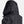 Black hooded jacket by Under Armour, back view, made of a smooth, slightly crinkled fabric with an adjustable hood.