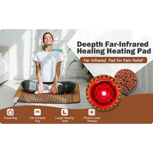 UTK 8 Photon Far Infrared Heating Pads with Full Tourmaline Beads for Back Pain Relief 21'' x 31''