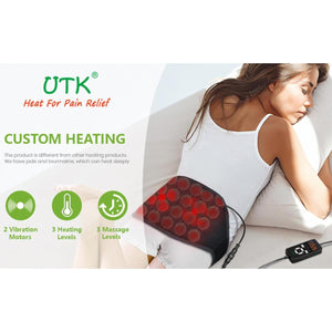 UTK Far Infrared Heating Pad with Vibration Massage for Lower Back