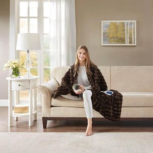 Beautyrest Heated Duke Faux Fur Heated Throw - 50"W x 70"L
