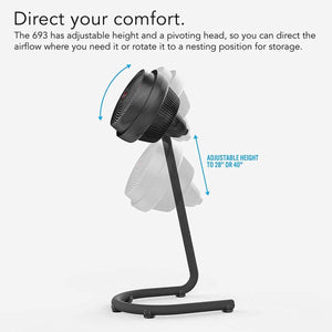 Vornado 693 Mid-Size Whole Room Air Circulator Fan with Adjustable Height - Black
