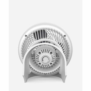 Large polar white air circulator by Vornado, shown from the back with a circular gridded design and a central control knob.