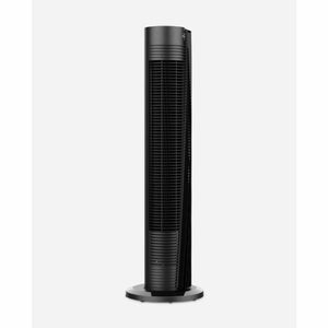 Black 41-inch oscillating tower circulator by Vornado, with a slender design, textured grille, and round base.