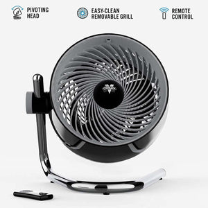 Vornado Pivot6 Whole Room Air Circulator Fan with 4 Speeds, Remote Control, Rotating Axis - Black