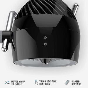 Vornado Pivot6 Whole Room Air Circulator Fan with 4 Speeds, Remote Control, Rotating Axis - Black